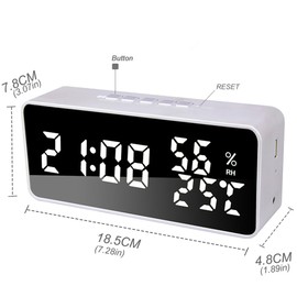 Digital Clock, Smart Adjustable Brightness Led Clock Alarm Clock with Temperature and Humidity Display for Home Living Room Bederoom Office (Black)