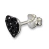 Earring Stud Zirconia Heart Tee-Wee Kids Black 925er Silver Stud