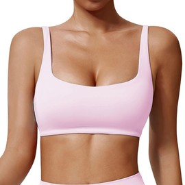 BIMOZY Sujetador Deportivo Mujer,Sujetador Deportivo Corto Camisola Acolchado Sin Aro de Acero (MX/US, Alfa, X-Grande, Regular, Regular, Rosa)