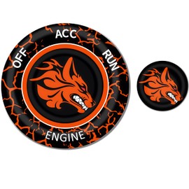 TOOLEPIC Push Start Button Cover for Dodge Challenger Charger Durango Chrysler Journey Ram Accessories 2015-2025, Engine Start Stop Ignition Switch Kit –Crazy Orange Hellhound Design Custom Fit