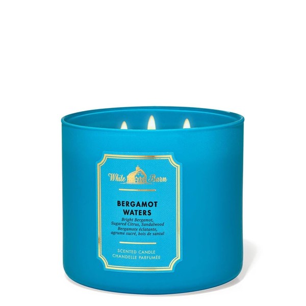 Bath & Body Works 3-Wick Scented Candle Bergamot Waters Aroma Candle, 14.5 oz/411 g