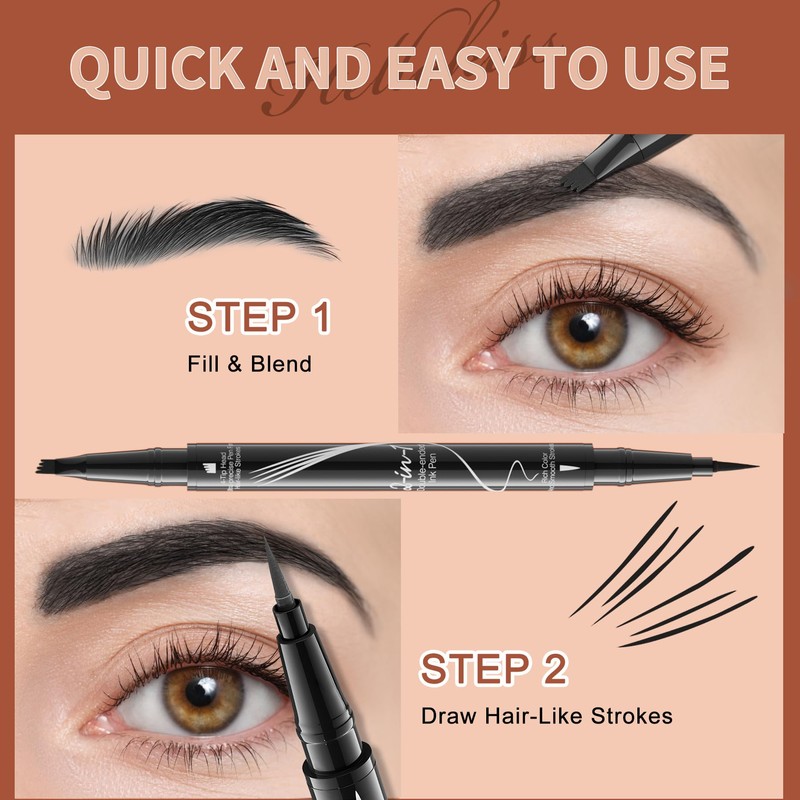 Eyebrow Pencil - Waterproof Microblading Eyebrow Pencil 2-in-1 Dual-Ended 3D