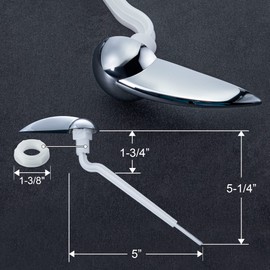 Enhon 2 Pack Universal Toilet Flush Handle Replacement Kit, Compatible with American Standard 738995-0020A Champion4 Toilet Handle Parts Left Hand Trip Lever, White Flusher Handles Repair Kit