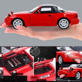 Mzexoma Mazda Miata MX5 coche de juguete 1/32 modelo fundido a troquel, juguetes de coche para niños de 4 a 7 años, regalo Miata para niños y niñas, coche deportivo con iluminación y sonido (rojo)