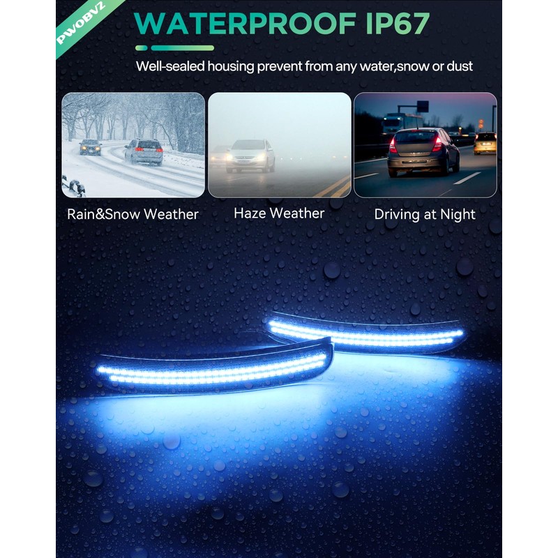 PWOBVZ Dynamic Blue LED Side Marker Light for Dodge Charger