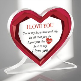 TheGiffter Anniversary Romantic Gifts for Him Her,Heart-Shaped Acrylic I Love You Gift for Wife Husband,Birthday Anniversary Valentine's Christmas and Wedding Present for Boyfriend Girlfriend