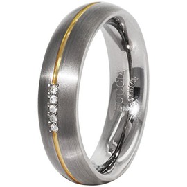 Boccia Titanium Unisex Ring You and Me Partially Gold-Plated White Brilliant Cut Diamond (0.025 CT size 59 (18.8) 0130 0459