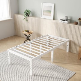 Novilla Twin Bed Frame, 14 Inch Metal Platform Bed Frame Twin Size with Storage Space Under Bed, Heavy Duty Steel Slat Support, Easy Assembly, No Box Spring Needed, White