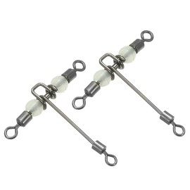 PATIKIL 3 Way Swivel 28lbs, 25 Pack Cross Line T Turn Rolling Terminal Tackle with Luminous Beads for Catfish Surf Rig, Black