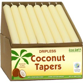 Aloha Bay Coconut Taper Candle – Dripless, Unscented 9 Inches w/ 9-Hour Burn Time & Pure Cotton Wicks for a Clean, Steady Glow for Special Occasions | Unscented | 32-Pack | Cream