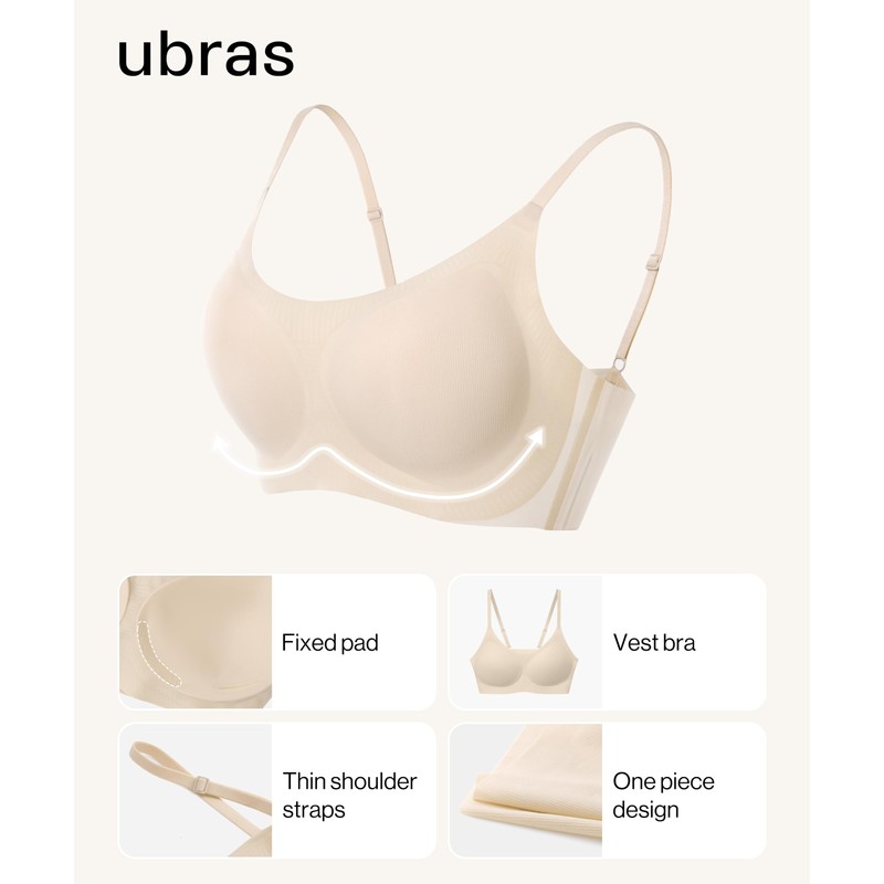 Ubras Women's Adjustable String Bralette, Wireless Seamless Vest Bras Adjustable
