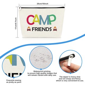 Camp Friends Girl Makeup Bag Camper Gifts Happy Camping Gift for Friends Sisters Cousins Bestie Camping Lover Gifts for Women Birthday Graduation Gift RV Cosmetic Bag Travel Toiletry Pouch