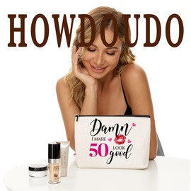 50th Birthday Gifts for Her Makeup Bag Cosmetic Bag Funny 1974 50th Birthday Gifts Travel Organizer Toiletry Bag Cool Gifts for 50 Year Old Woman Mother Sister Aunt Birthday Anniversary Mother's Day