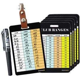 ZWOOGYM Golf Club Distance Range Cards with Holder, Back Writable Yardage Matrix Chart for Beginner to Advanced Players (Back writable, 5)