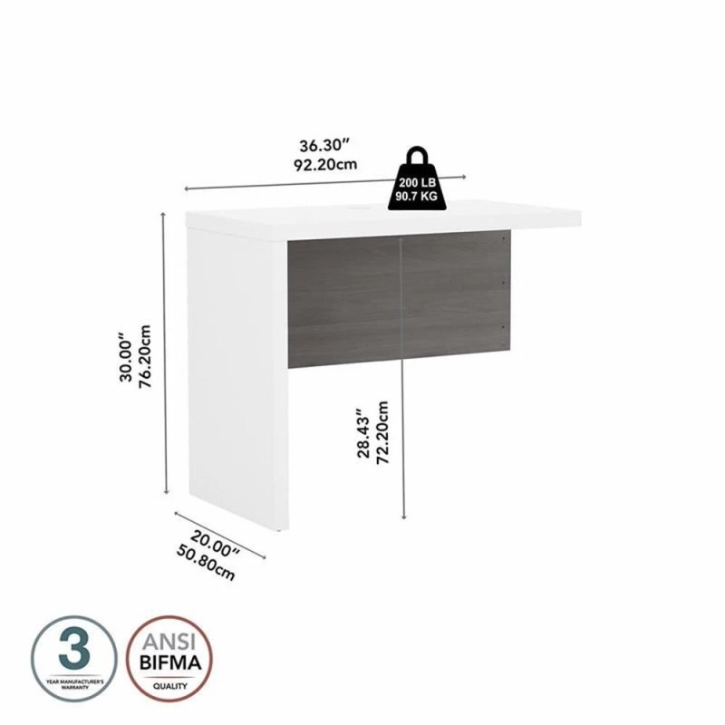 BBF Echo 36W Desk Return in Pure White and Modern