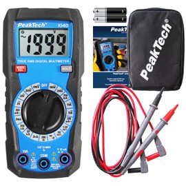 PeakTech 1040 - True RMS Digital Multimeter, Manual Range, 2000 Counts, Continuity Tester, Multi-Meter, Voltmeter; 10A AC/DC - CAT III 600V, P 1040, Blue