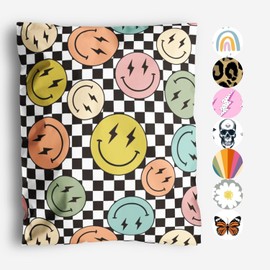 10x13 Poly Mailers – Smiles Checkerboard – Waterproof, Tear-Resistant Shipping Bags with Adhesive Seal – 25 Pack – Package Mint