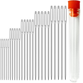 Sewing Needles Large Eye Sharp Point, 25pcs Large Eye Stitching Needles Hand Sewing Needles,Yarn Knitting Needles in a Clear Tube Sewing Needles Set 1.65'' 1.8'' 2'' 2.2'' 2.36''