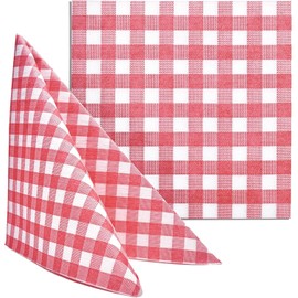 Disposable Non-Woven Napkin Einweg-Servietten 40x40 cm aus Vlies ROT kariert | 50 Stück | hochwertige Gastronomie-Servietten | strapazierfähig & saugfähig | stoffähnlich | biologisch abbaubar