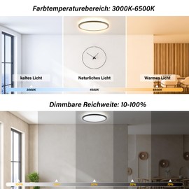 TOMEEM LED Ceiling Light Dimmable with Remote Control 24 W RGB Ceiling Light Colour Changing 3200 LM for Bedroom 3000 K - 6500 K for Bedroom Kitchen Living Room Corridor Balcony