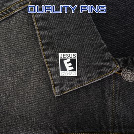 Herxion Christian Pins, Enamel Funny Pins for Backpacks, "JESUS RATED E FOR EVERYONE" Humorous Novelty Backpack Brooch Lapel Pin for Men, Women, Girls, Boys. For Lanyard, Bags, Hats, Caps, Clothing