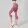 2024 High-Waisted Hip-Up 7-Quarter Yoga Pants with Pockets and Mesh Fitness S/Bean Paste Powder 5ea