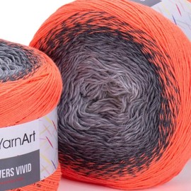 YarnArt Flowers Vivid Yarn 250gr 8.80 oz 1094yds 55% Cotton 45% Acrylic Multicolor Cotton Fine Yarn Rainbow Crochet Yarn Spring Summer (503)