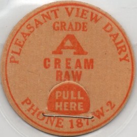 Milk Bottle Cap - Pleasant View Dairy - maverick - RAW CREAM - PHONE 187-W-2