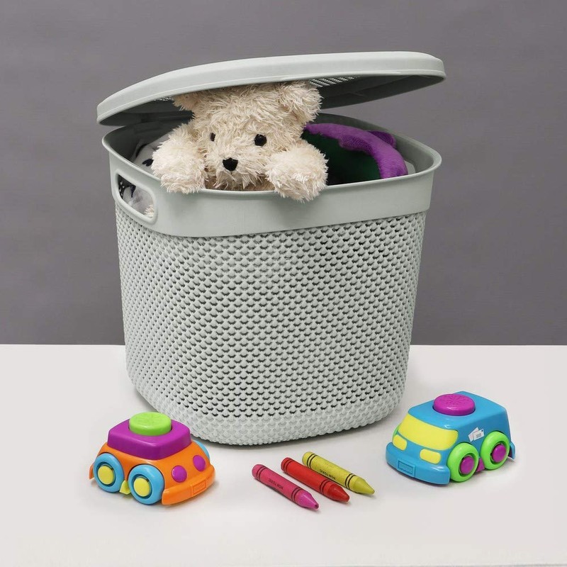 JVL Droplette Design Plastic Storage Basket, 15L, 28 x 32