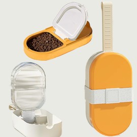 MAOWUDI Portable Pet Travel Bowls, 8.5Oz Water Bottle and 90g Food Containers for Dogs Cats,Yellow