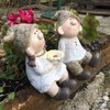 Bill and Beryl Elves sitting, 20 cms Tall Garden Ornament,