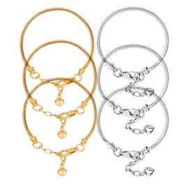 KGDUYC Set of 6 adjustable bracelets, DIY pendant charms bracelet chain with lobster clasp, jewellery making accessories, pendant for bracelets, pendant bracelets, charms bracelet, bracelet with