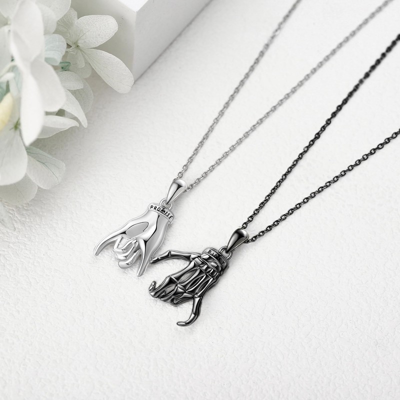 ONEFINITY Matching Necklaces S925 Sterling Silver Pinky Promise Matching Couple