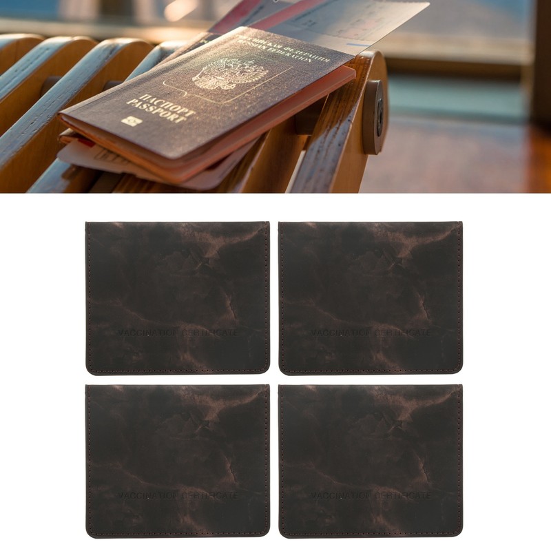 4pcs Vaccination Certificate Holder Marbling Waterproof PU Leather Vaccine Card