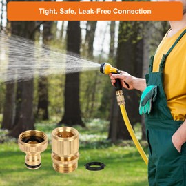 Minicoco Hose Connector Set Hose Nozzle Garden Hose Tap Connector 3/4 inch 1* Female Thread Tap Connector 1* Male Thread Brass Quick Connector Hozelock Connector (1 Pair)