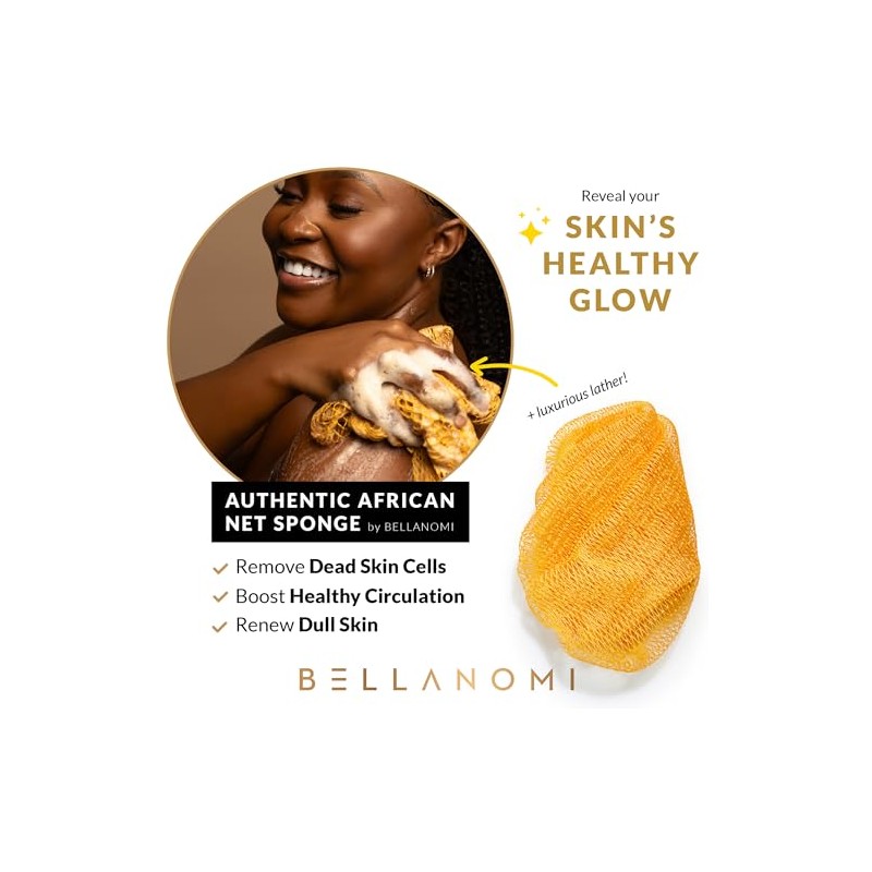 Bellanomi Esponja Exfoliante Africana Auténtica Origen Ético Nigeria 114 Largo