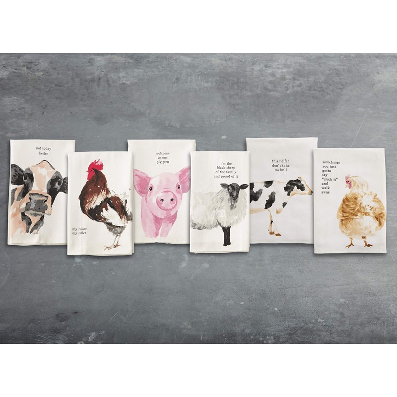 Mud Pie 41500184C Farm Dish Towel Cow, 26" x 16