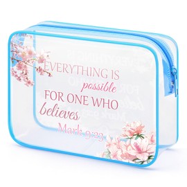 Gfhzdmf Christian Gifts Clear Makeup Bag Inspirational Gifts for Women Friend Mom Transparent Cosmetic Bag Religious Bible Verse Gifts Bible Accessories for Her Faith Encourage Gifts Toiletry Bag