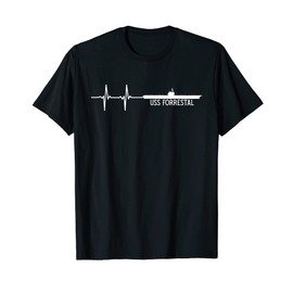 United States Military Aircraft Carrier Designs EKG Heartbeat USS Forrestal CV-59 Aircraft Carrier T-Shirt