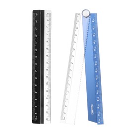 sourcing map Folding and Straight Ruler Kit 30/15cm Metric Aluminum Alloy Plastic Protractor Foldable Angle Rulers for Home Classroom Office, Light Blue
