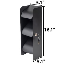 Commercial Toilet Paper Dispenser Holder 3 Roll Stainless Steel Toilet Tissue Dispenser with Lock Wall Mount- Double Roll Toilet Tissue Holder for Bathroom/Restroom (1, Black)