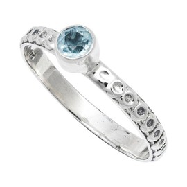 JEWELSTREZORO Blautopas Edelstein-Bandring für Herren und Damen, alle Größen, 925er-Sterlingsilber, handgefertigter Geschenkartikel, Schmuck TSR115D_58 (18.5)
