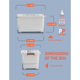 WYT 32 Qt Plastic Storage Bin Organizing Container with Durable Lids and Latching Buckle, Tote Box Stackable and Nestable, 4-Pack