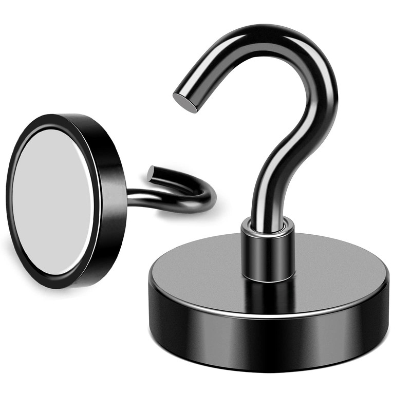 MIKEDE Magnetic Hooks, 70LB+ Strong Magnets Hooks Heavy Duty, Black