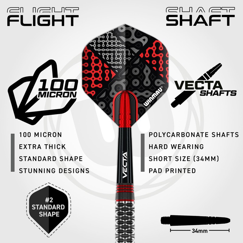 WINMAU Darts Cypher 22g 90% Tungsten Steel Tip Darts Set