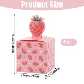 FREEBLOSS 48 x Erdbeer Geschenkbox Süßigkeitenboxen Für Geschenke Süße Geschenkverpackung Geschenkboxen Für Geburtstage Partys Jubiläen 2" x 3.8"