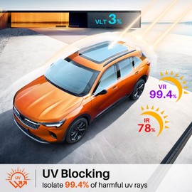 PAMAGOO Car Window Tint 3% VLT, 3 Percent Nano Ceramic Window Roll 20" Inch x 30'Ft, Automotive Car Tint for Privacy Sun & Glare Protection UV Heat Blocking, Scratch Resistant