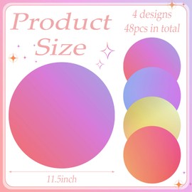 Gandeer 48 Pcs Gradient Disposable Place Mats Decorative Round Paper Placemats Table Paper Doilies for Wedding Birthday Party Banquet Home Dining Holiday, 11.42 Inch