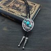 QUKE Blue Natural Turquoise Flower Pattern Bolo Tie Western Cowboy