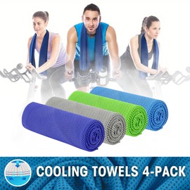 Cooling Microfiber Towels for Neck and Face – Soft, Breathable, Fast-Drying Towels for Yoga, Sports, Workout & Outdoor Use (4-Pack, 40" x 12")